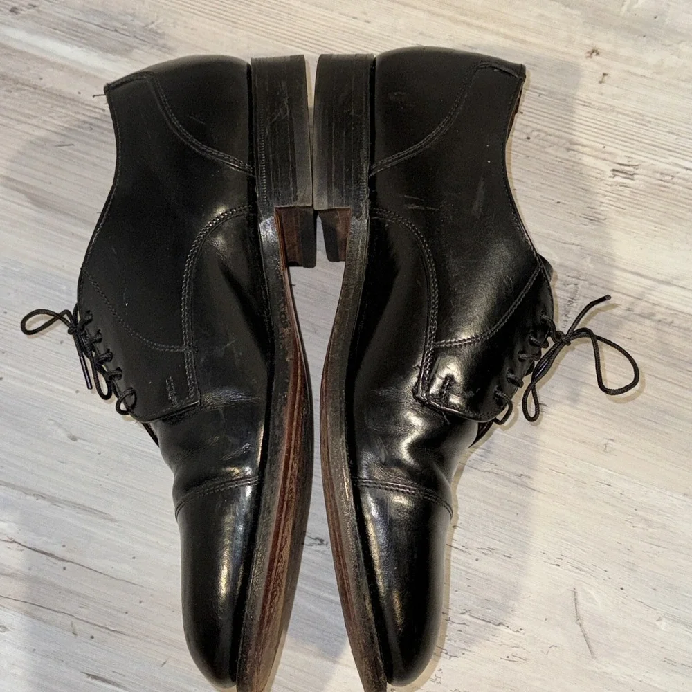 Nordstrom Sz US‎ 8 Black Leather Cap Toe Oxford Mens Shoes Made In USA